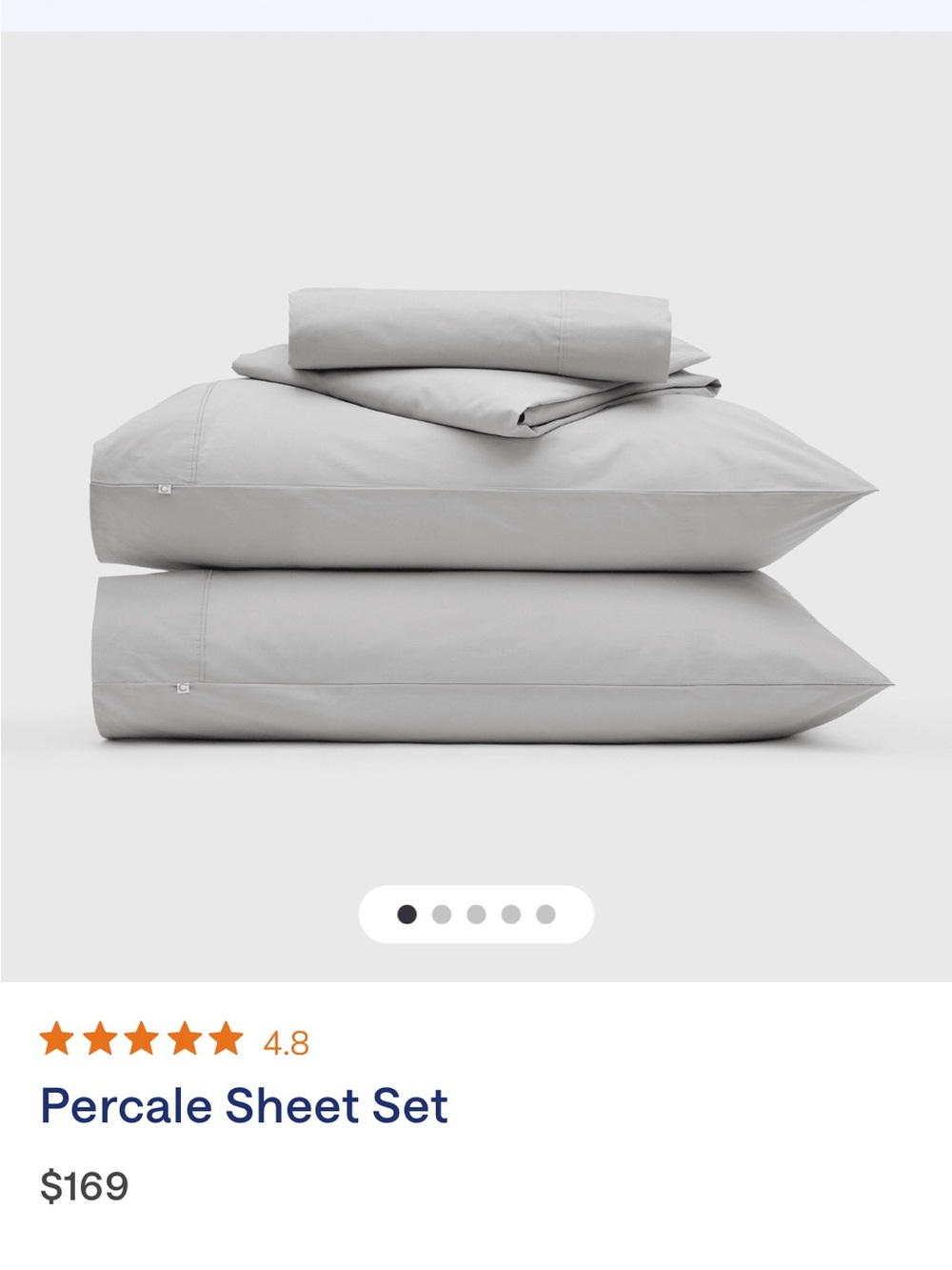 Casper ~ Percale Sheet Set - Light Gray